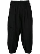 Yohji Yamamoto Loose Fit Cropped Trousers, Men's, Size: Ii, Black, Cotton/linen/flax