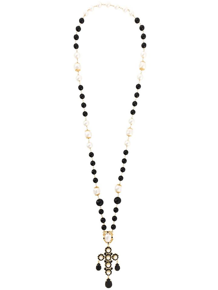 Dolce & Gabbana Crystal Bead Lariat Necklace - Black