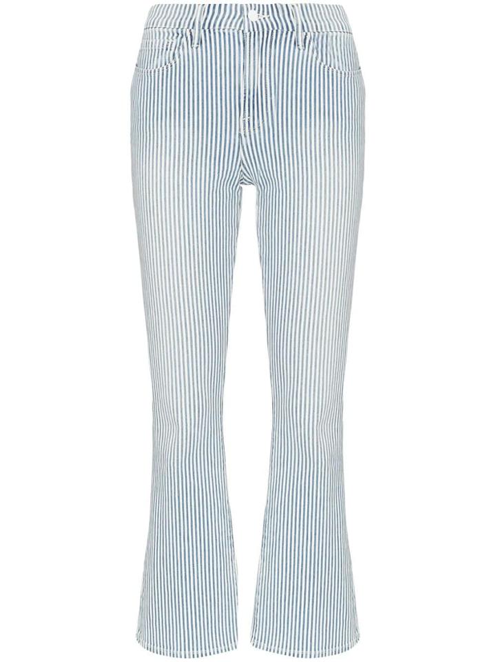 Frame Engineer Striped Cropped Jeans - Blue