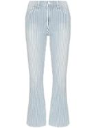 Frame Engineer Striped Cropped Jeans - Blue