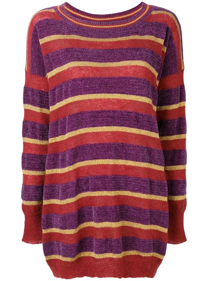 Twin-set Striped Oversized Jumper - Pink & Purple