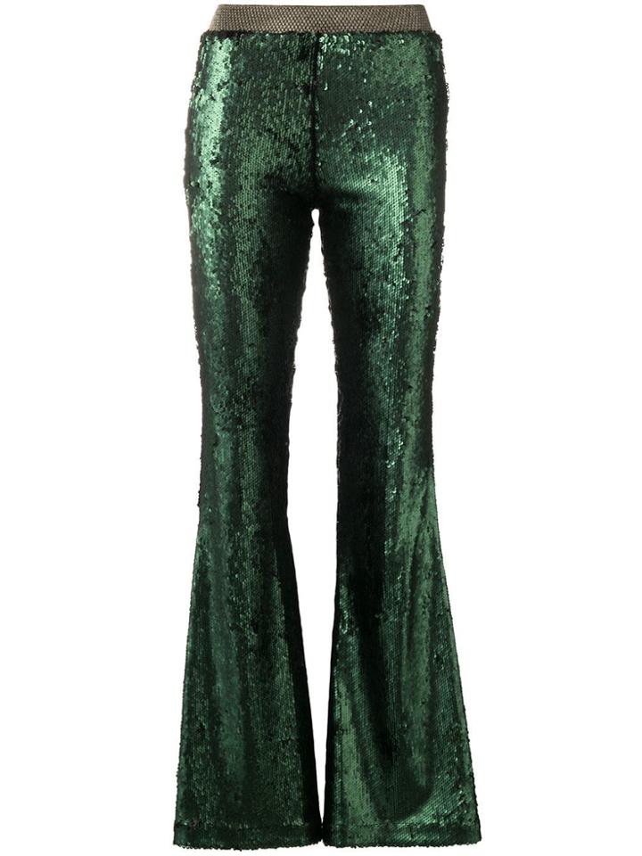 Black Coral Sequinned Trousers - Green