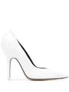 Attico Crocodile Effect Pointed Pumps - White