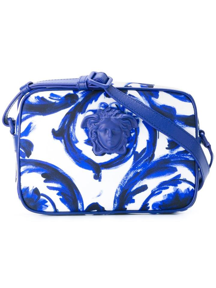 Versace Painted Baroque Shoulder Bag, Men's, Blue, Nylon
