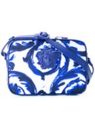 Versace Painted Baroque Shoulder Bag, Men's, Blue, Nylon
