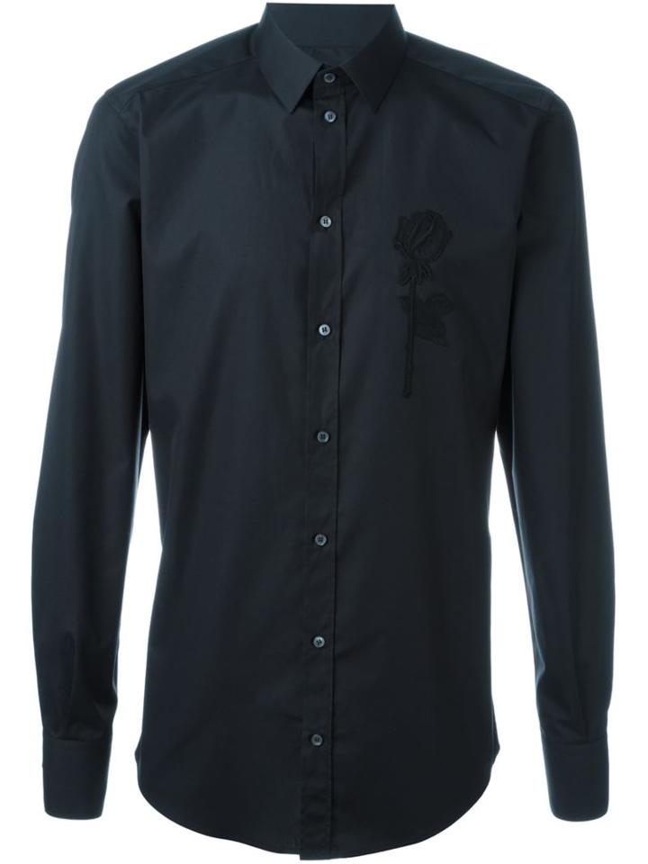 Dolce & Gabbana Embroidered Rose Appliqué Shirt