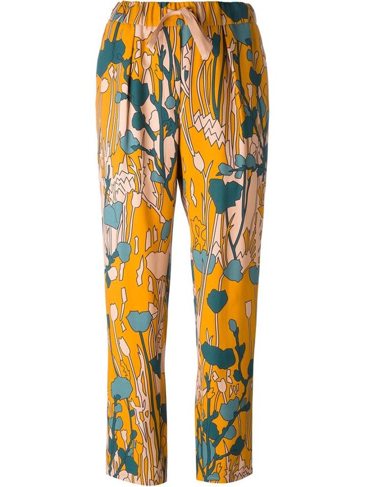 Odeeh Floral Print Trousers, Women's, Size: 36, Nude/neutrals, Viscose/cotton