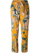 Odeeh Floral Print Trousers, Women's, Size: 36, Nude/neutrals, Viscose/cotton
