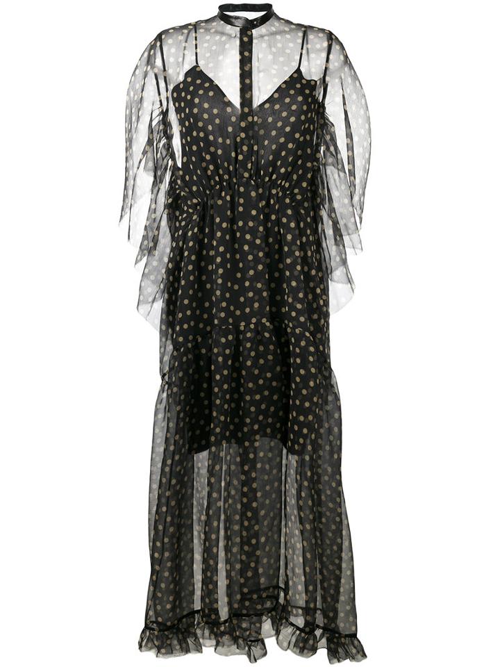 Petar Petrov Polka-dot Sheer Dress, Women's, Size: 36, Black, Silk/leather/cupro/spandex/elastane