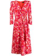 Elisabetta Franchi Wrap Style Printed Midi Dress - Pink
