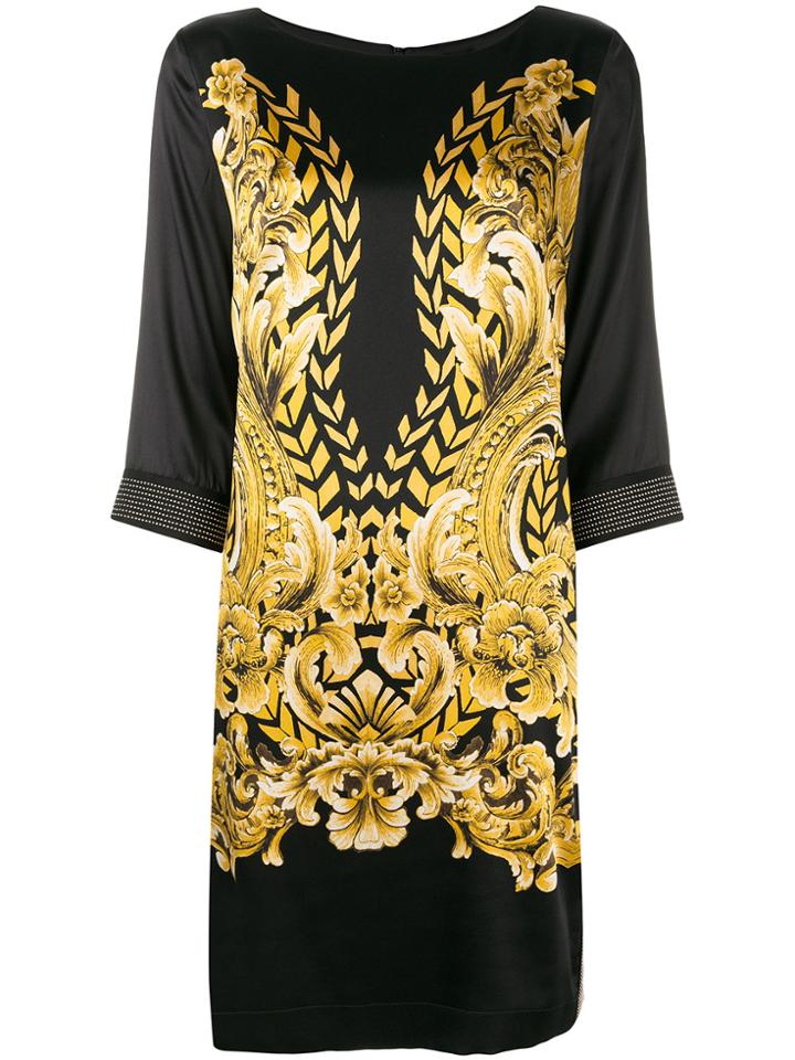 Clips Printed Shift Dress - Black