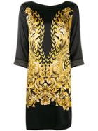 Clips Printed Shift Dress - Black