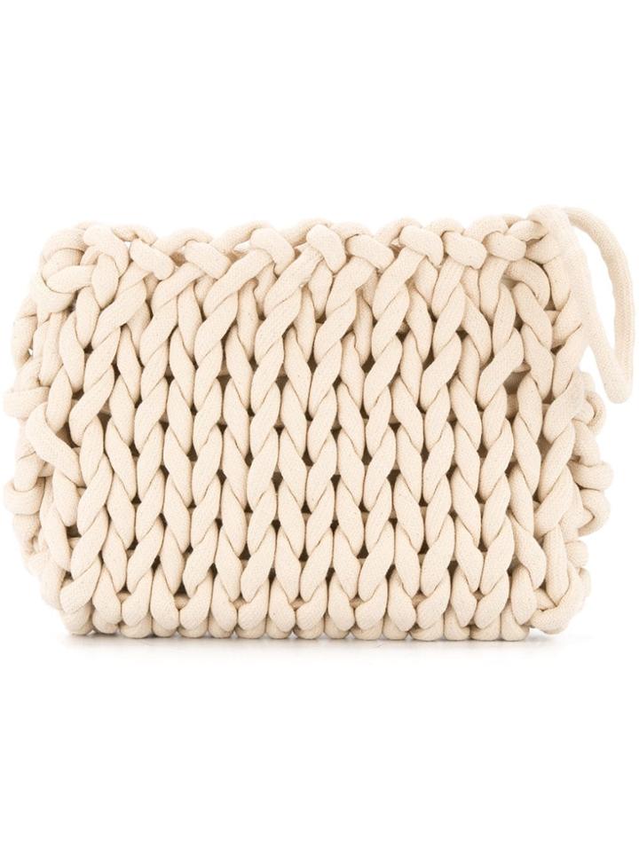 Alienina Braided Clutch Bag - White