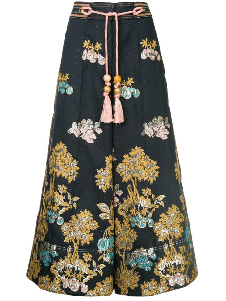 Peter Pilotto Cropped High Waisted Trousers - Blue