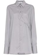 Delada Oversized Double Button Cotton Shirt - Grey