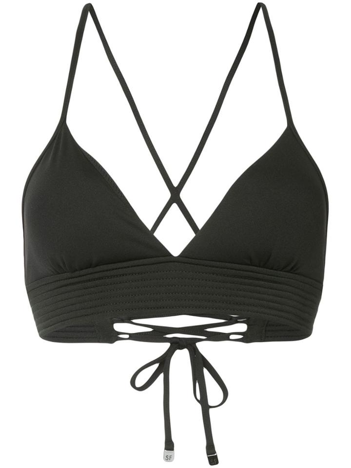 Seafolly Quilted Fixed Tri Bikini Top - Black