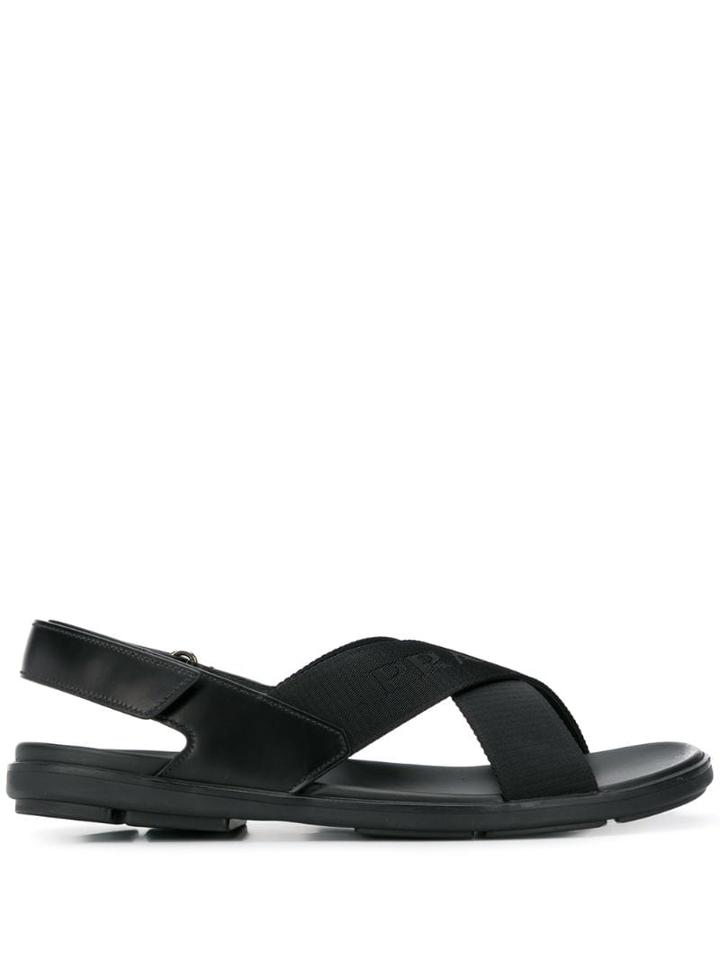 Prada Cross Over Strap Sandals - Black