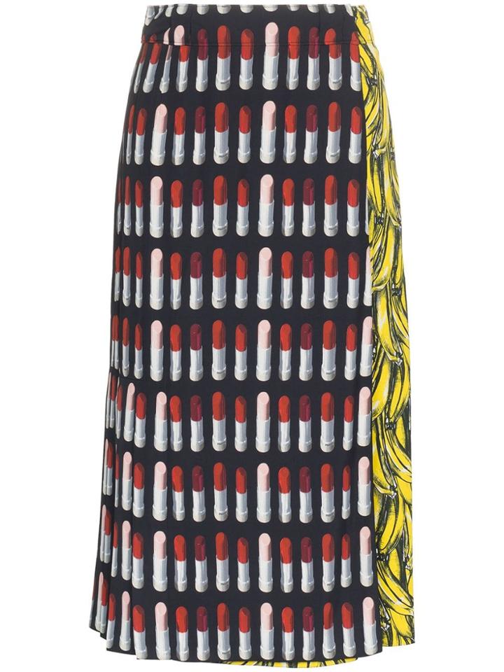 Prada Lipstick Banana-print Skirt - Black