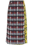 Prada Lipstick Banana-print Skirt - Black
