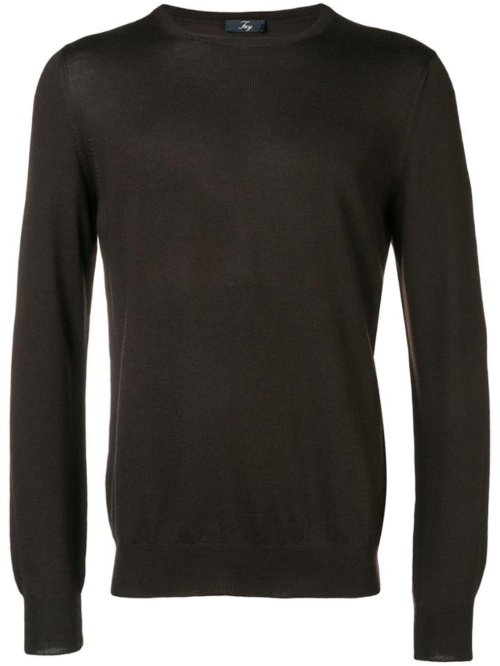 Fay Crew Neck Lightweight Sweater - Brown