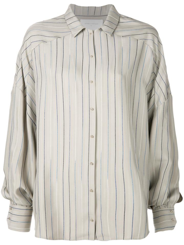 Esteban Cortazar Striped Pattern Loose Shirt - Nude & Neutrals