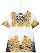 Young Versace Baroque And Cheetah Print T-shirt - White