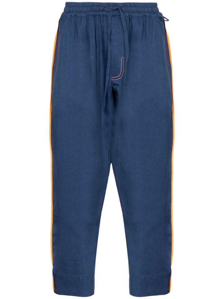 Pronounce Contrast Stripe Drawstring Trousers - Blue