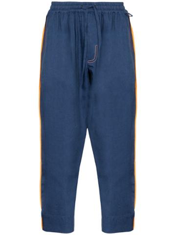 Pronounce Contrast Stripe Drawstring Trousers - Blue
