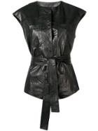 Drome Leather Belted Waistcoat - Black