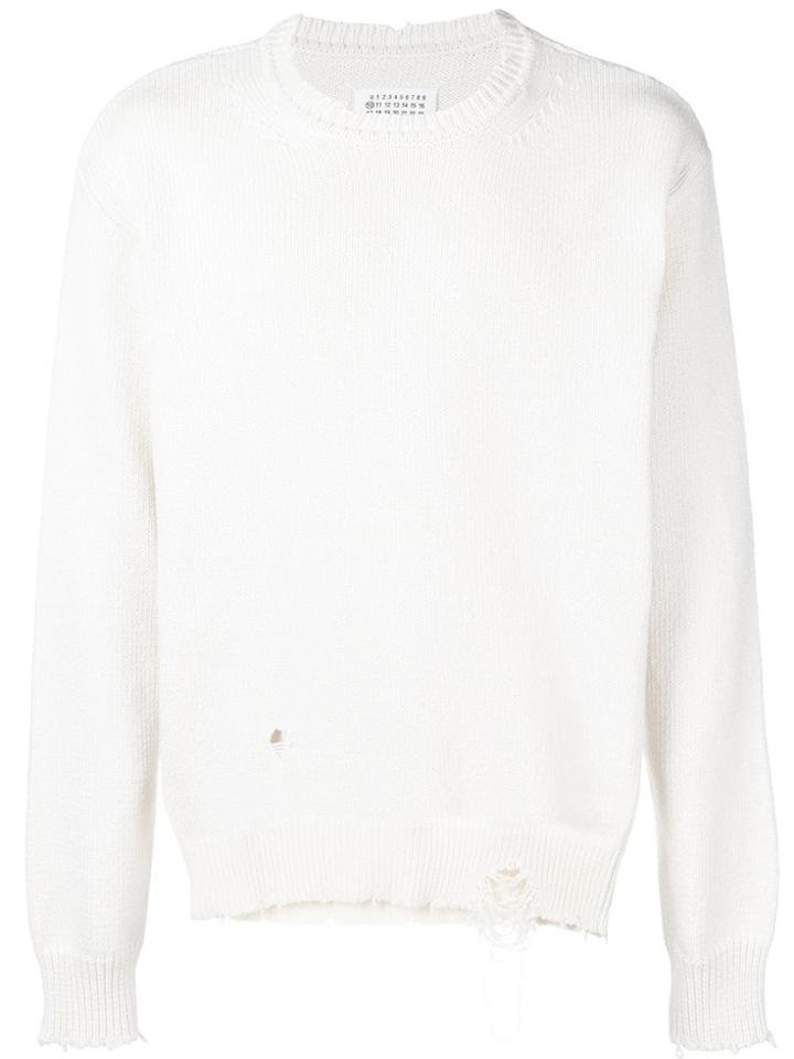 Maison Margiela Distressed Crew Neck Sweater - Neutrals
