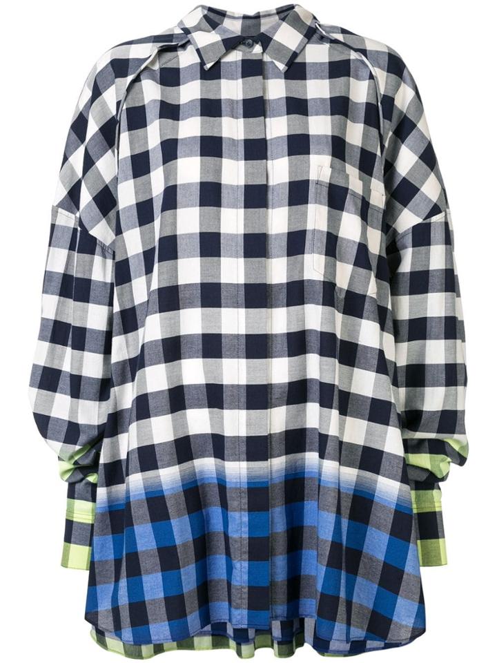 Juun.j Oversized Check Print Shirt - Blue