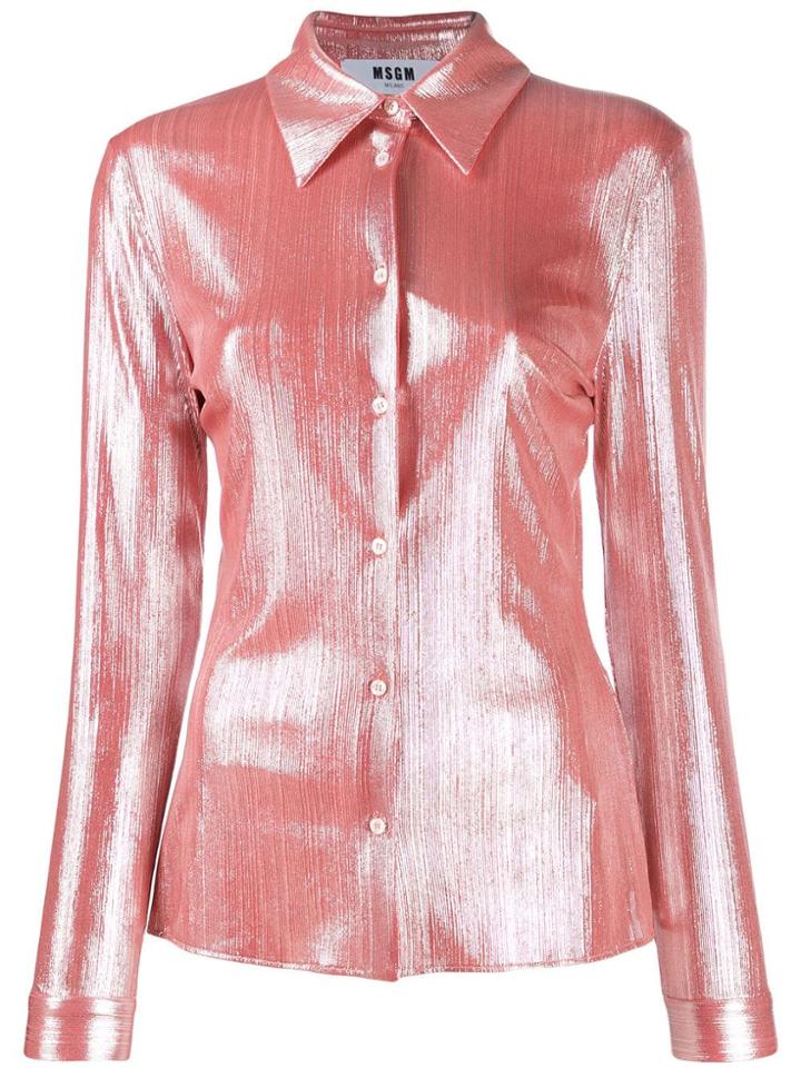 Msgm Metallized Shirt - Pink