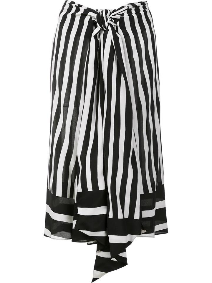 Tome Striped Midi Skirt, Women's, Size: Medium, Black, Silk