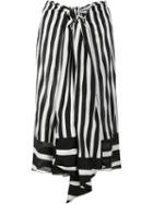Tome Striped Midi Skirt, Women's, Size: Medium, Black, Silk
