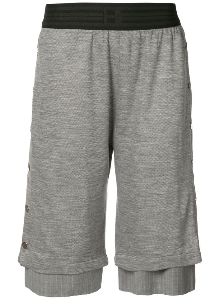 Baja East Layered Press Stud Shorts - Green