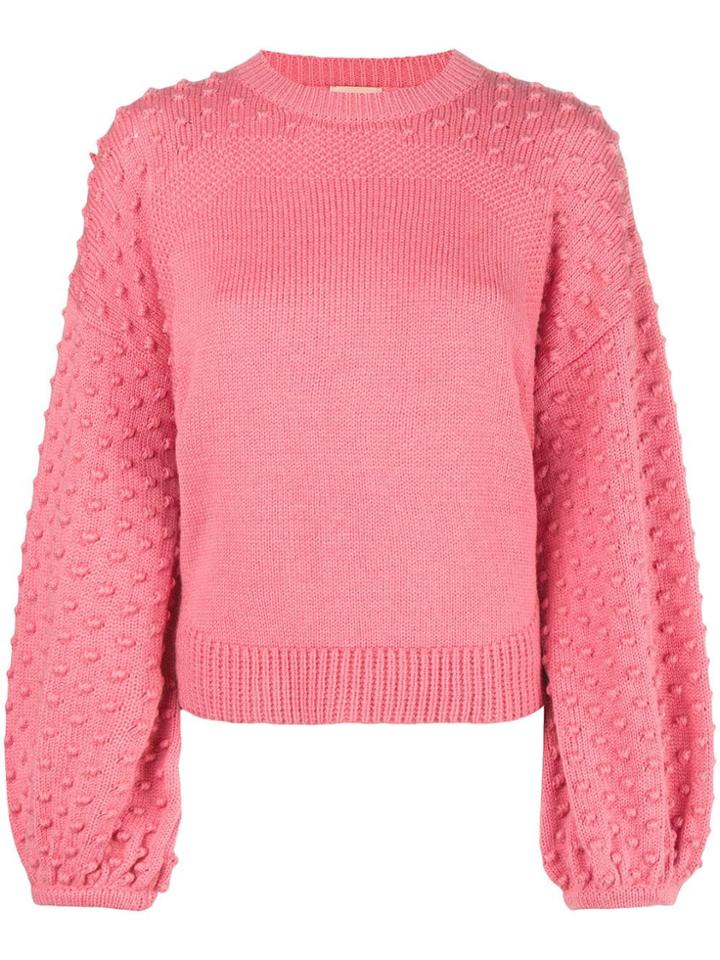 Nude Puffball Sleeved Jumper - Pink