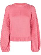 Nude Puffball Sleeved Jumper - Pink
