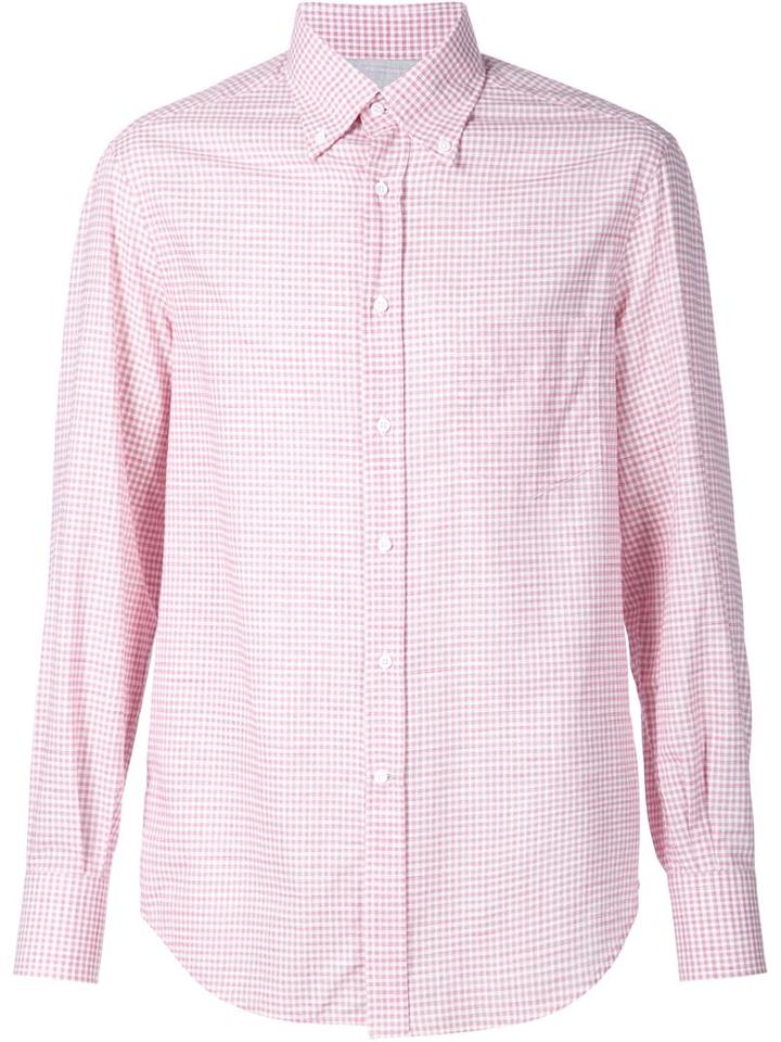 Brunello Cucinelli Button Down Collar Shirt, Men's, Size: S, Red, Cotton