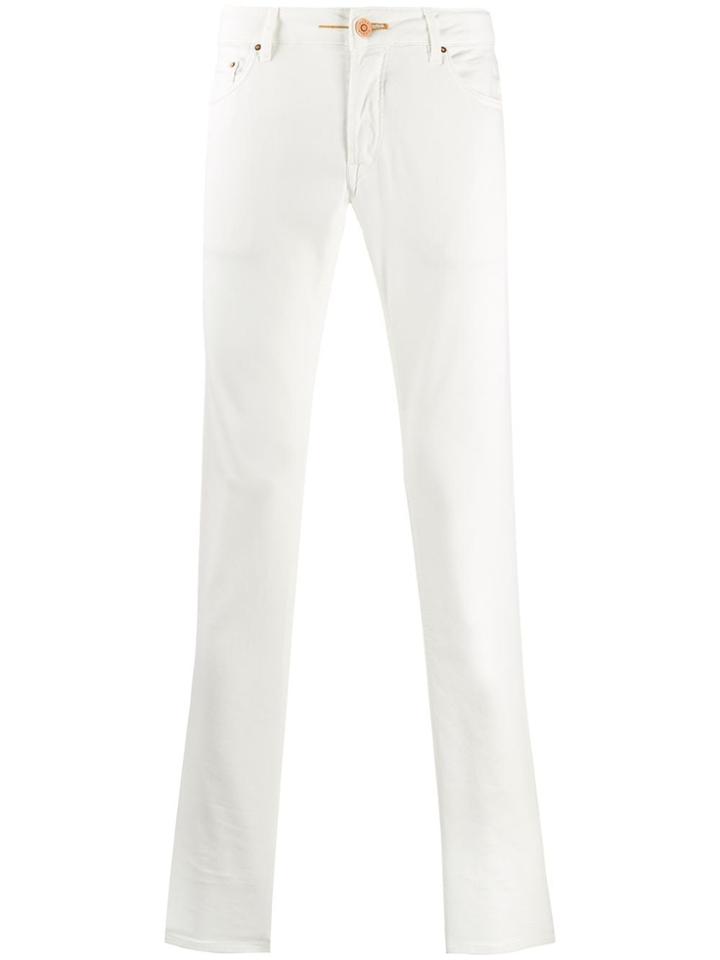 Hand Picked Slim Fit Trousers - White
