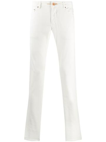 Hand Picked Slim Fit Trousers - White