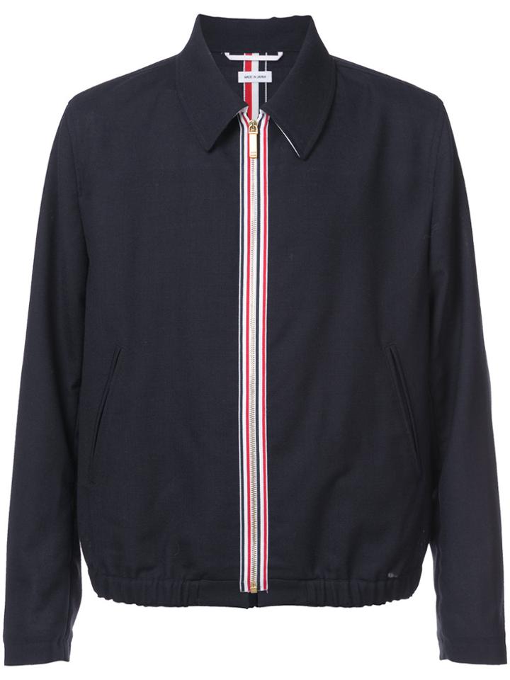 Thom Browne Striped Placket Bomber Jacket - Blue