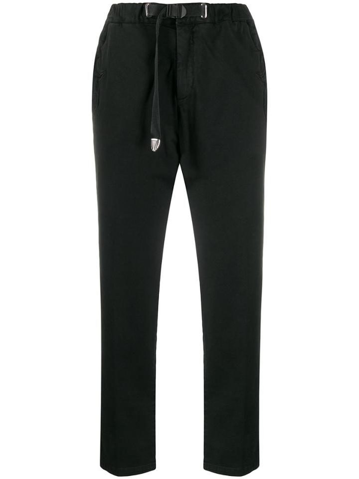 White Sand Buckle-fastening Embroidered Trousers - Black