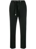 White Sand Buckle-fastening Embroidered Trousers - Black