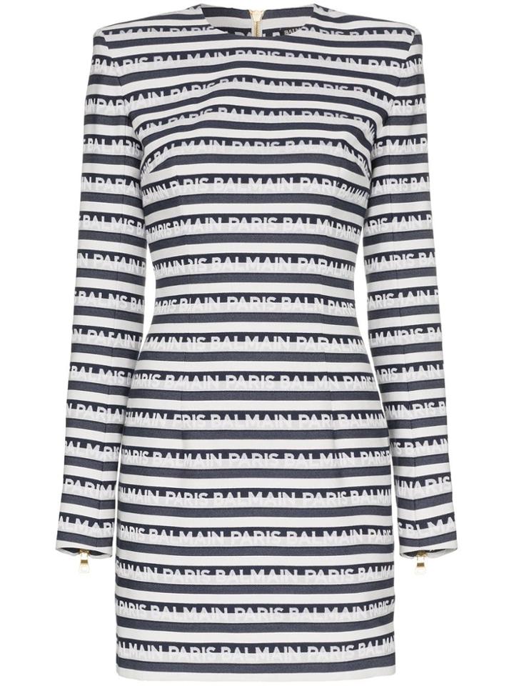 Balmain Logo Stripe Mini-dress - Blue