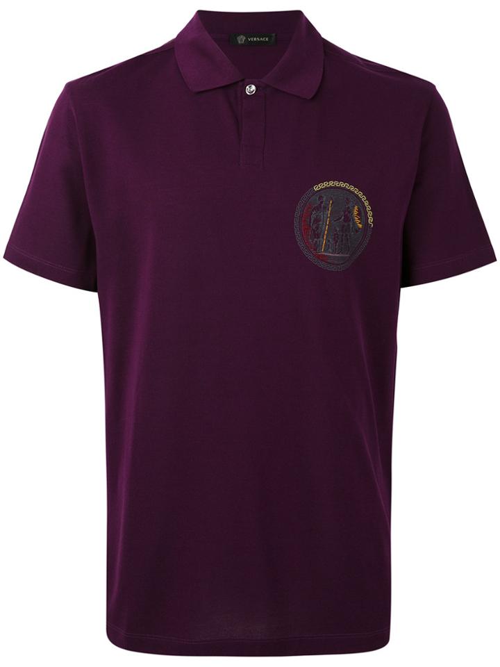 Versace Gladiator Badge Polo Shirt - Pink & Purple