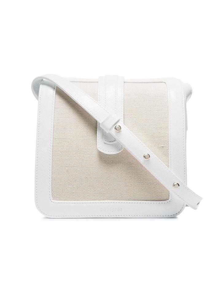 Complét White Jade Leather Trim Canvas Cross Body Bag