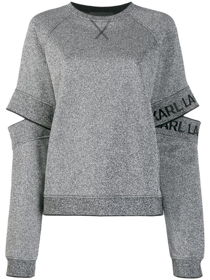 Karl Lagerfeld Cut-out Sleeve Sweatshirt - Silver