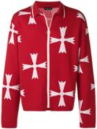 Riccardo Comi Pattern Zipped Cardigan - Red