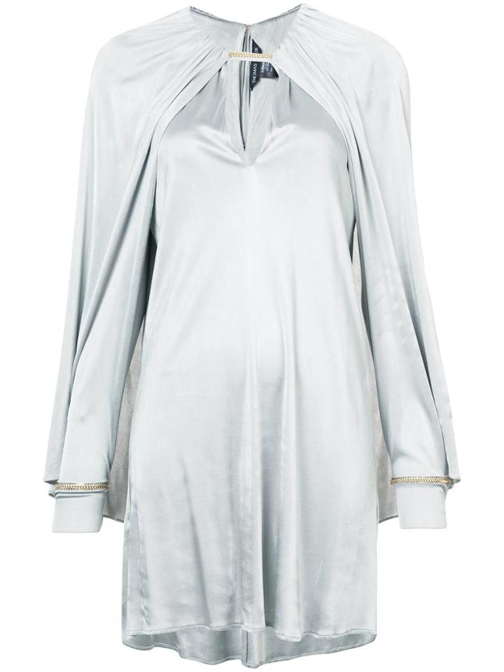 Thomas Wylde Cape Sleeves Mini Dress - Grey