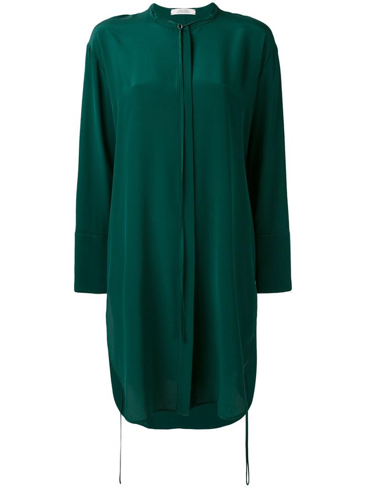 Dorothee Schumacher - Collarless Shirt Dress - Women - Silk - 4, Green, Silk